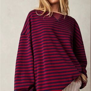 Free People Classic Striped Oversized Crewneck (Sz:M)